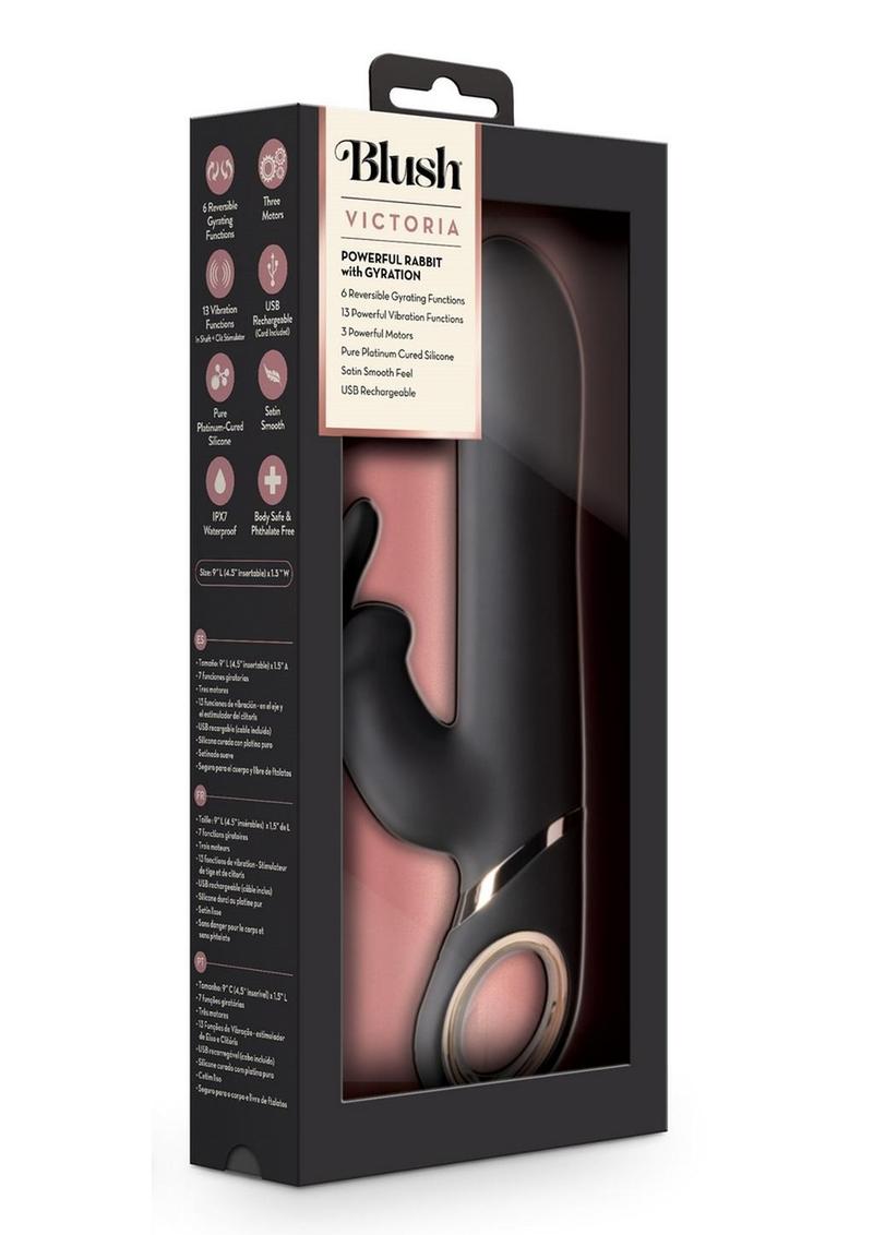 Blush Victoria Rechargeable Silicone Rabbit Vibrator - Black Blush Victoria Rechargeable Silicone Rabbit Vibrator - Black