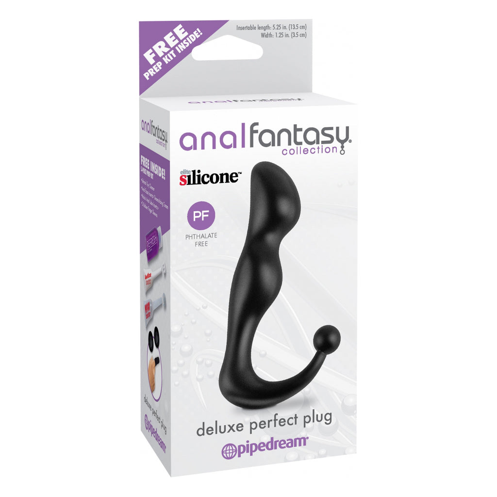 Anal Fantasy Collection Deluxe Perfect Silicone Plug 5.25in - Black Anal Fantasy Collection Deluxe Perfect Silicone Plug 5.25in - Black